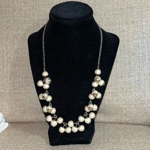 J. Crew Multi-Pearl And Goldtone Statement Necklace With Bag